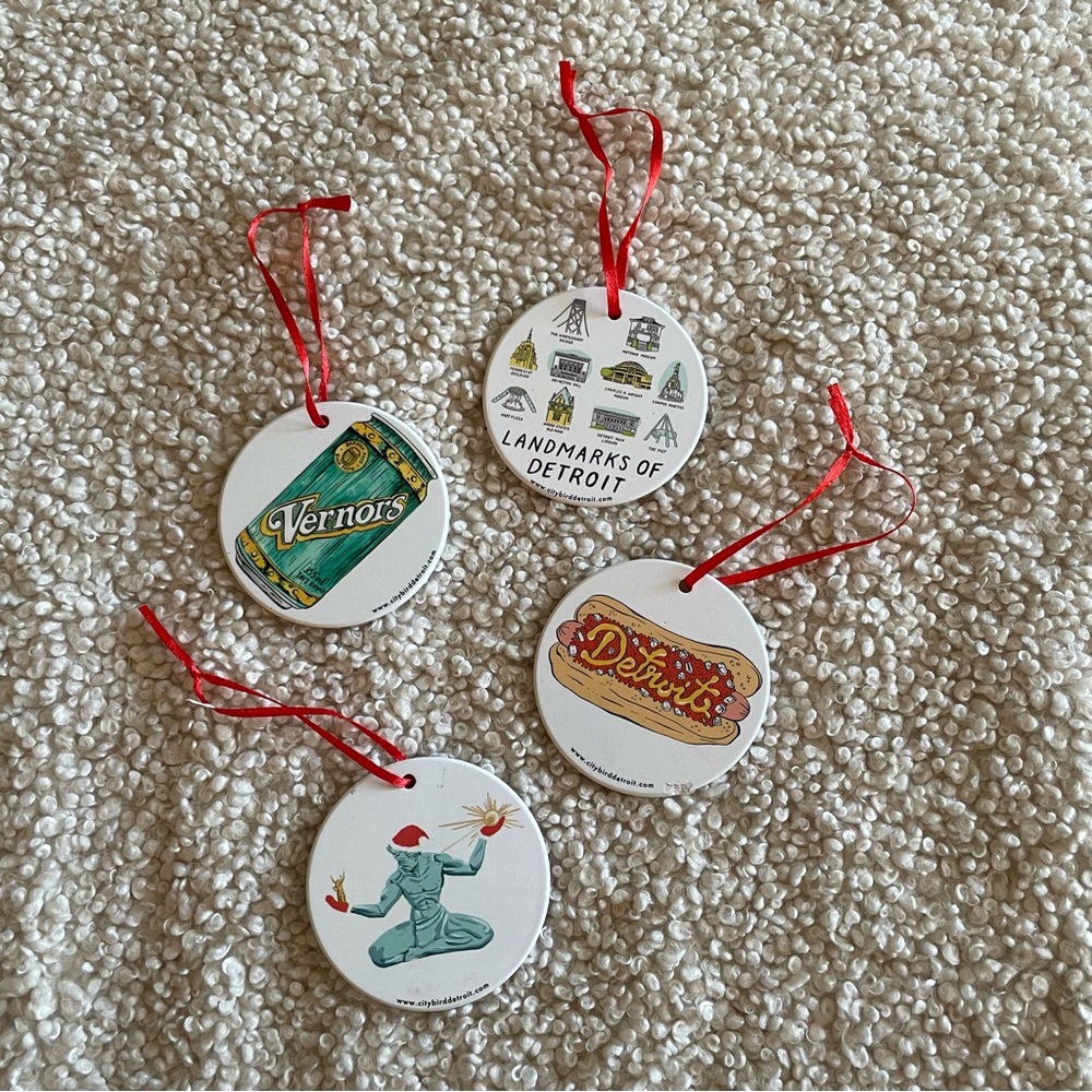 Detroit themed Christmas ornaments